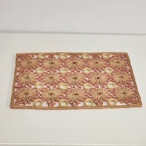 Raffia Ratan Sunburst Placemats 4 Boho Woven Orange Red Yellow Table Decor 17.5"